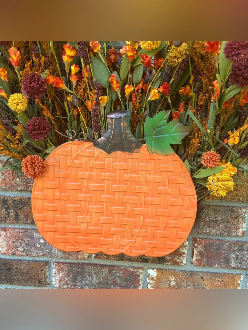 🎃 Pumpkin Flower Grapevine Wreath